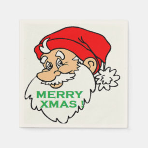 SERVIETTE JETABLE "MERRY XMAS" PÈRE NOËL
