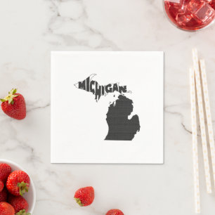 Serviette Jetable Michigan State Name Word Art Black