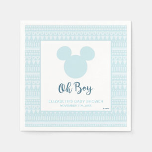 Serviette Jetable Mickey   Baby shower Aztec bleu