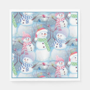 Serviette Jetable Mignonne Colorée Drôle hiver saison Snowman Motif