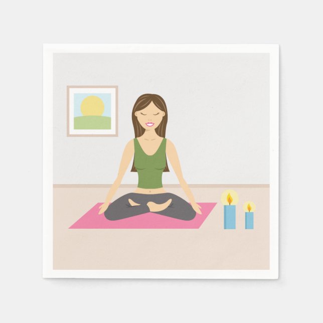 Serviette Jetable Mignonne Fille Faisant Du Yoga Dans Une Jolie Sall (Devant)