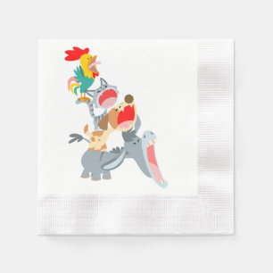 Serviette Jetable Mignons musiciens de la ville de Brême en dessin a