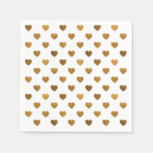 Serviette Jetable Minuscule Gold Glittered Hearts Motif Cocktail Nap