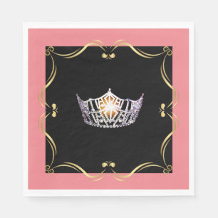 Serviette Jetable Miss America Argent Couronne papier Napkin