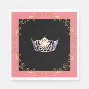 Serviette Jetable Miss America Argent Couronne papier Napkin