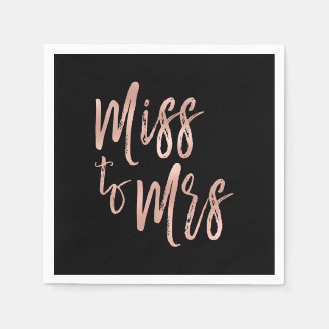 Serviette Jetable Mlle à Mme Fête des mariées Pink - Rose Gold Foil (Devant)