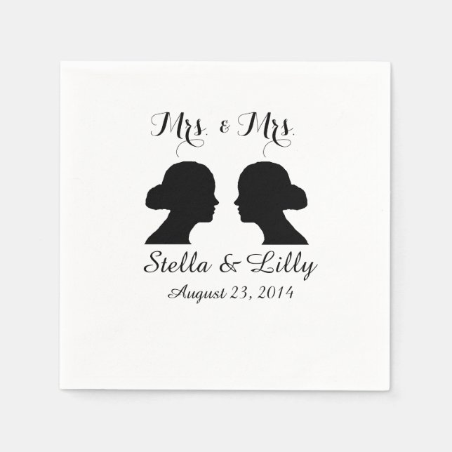Serviette Jetable Mme et Mme Mariage Napkins (Devant)