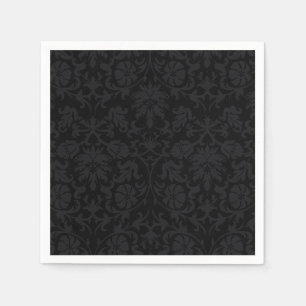 Serviette Jetable Modèle Damas noir serviettes florales