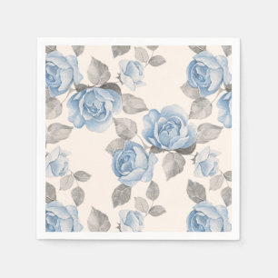 Serviette Jetable Modèle floral. rose bleu vintage