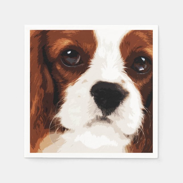 Serviette Jetable moderne brun Cavalier King Charles Spaniel (Devant)