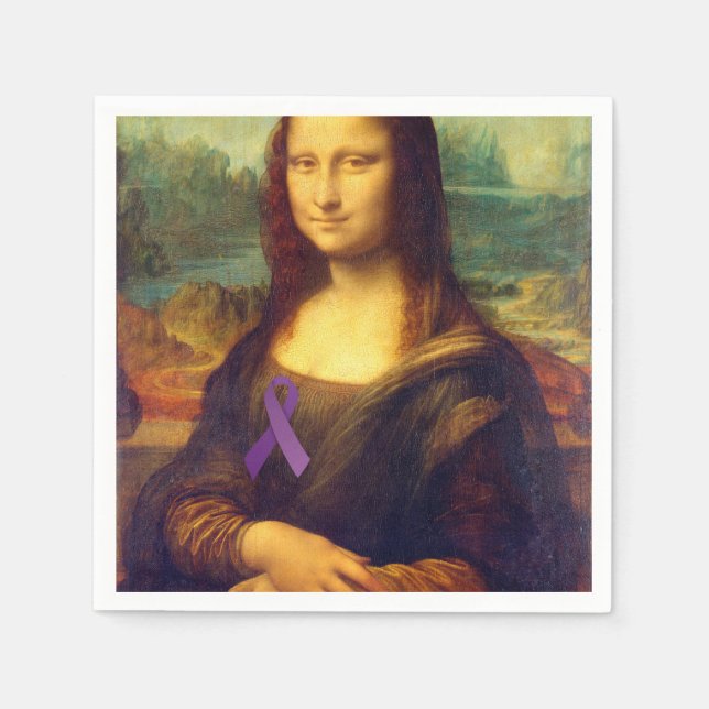 Serviette Jetable Mona Lisa Au Ruban Violet (Devant)