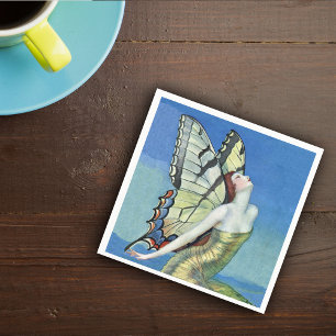 Serviette Jetable Monarque Papillon rouge cheveux Vintage Fée