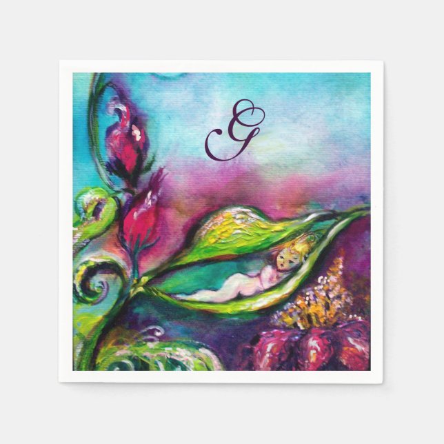 SERVIETTE JETABLE MONOGRAMME BABY SHOWER THUMBELINA (Devant)