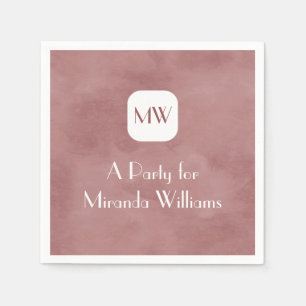 Serviette Jetable Monogramme Brown Rosy simple et chic avec nom