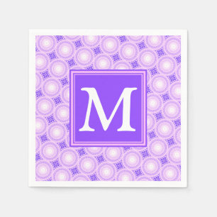 Serviette Jetable Monogramme cercles violets motif