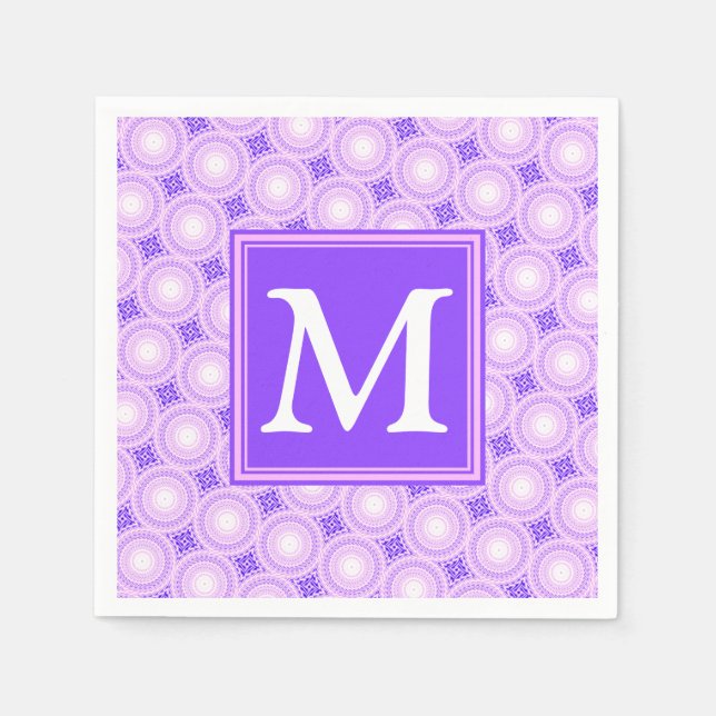 Serviette Jetable Monogramme cercles violets motif (Devant)