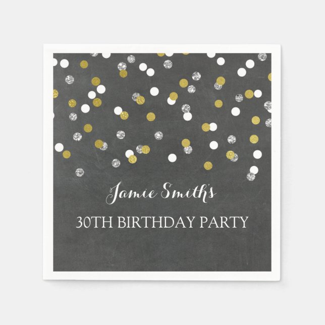 Serviette Jetable Monogramme d'argent d'or 30e anniversaire Napkin c (Devant)