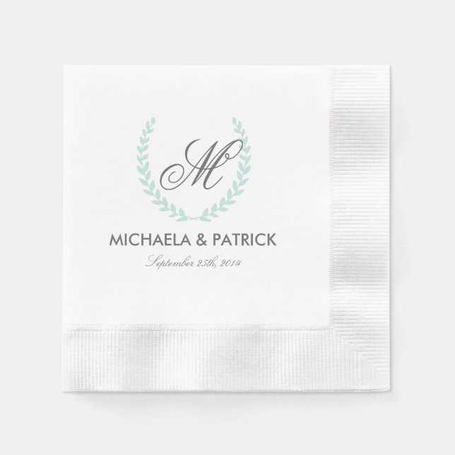 Serviette Jetable Monogramme de mariage de jardin secret (Devant)