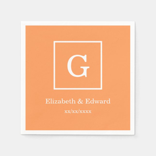 Serviette Jetable Monogramme initial encadré par blanc foncé de (Devant)