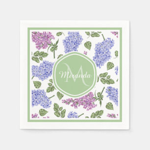 Serviette Jetable Monogramme Lilas Lavande