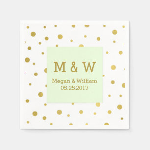 Serviette Jetable Monogramme Mariage Confetti Vert Mint