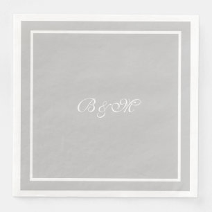 Serviette Jetable monogramme minimaliste . deux initiales sur gris