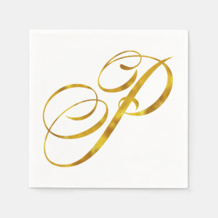 Serviette Jetable Monogramme personnalisé P Faux Gold Foil Monogramm