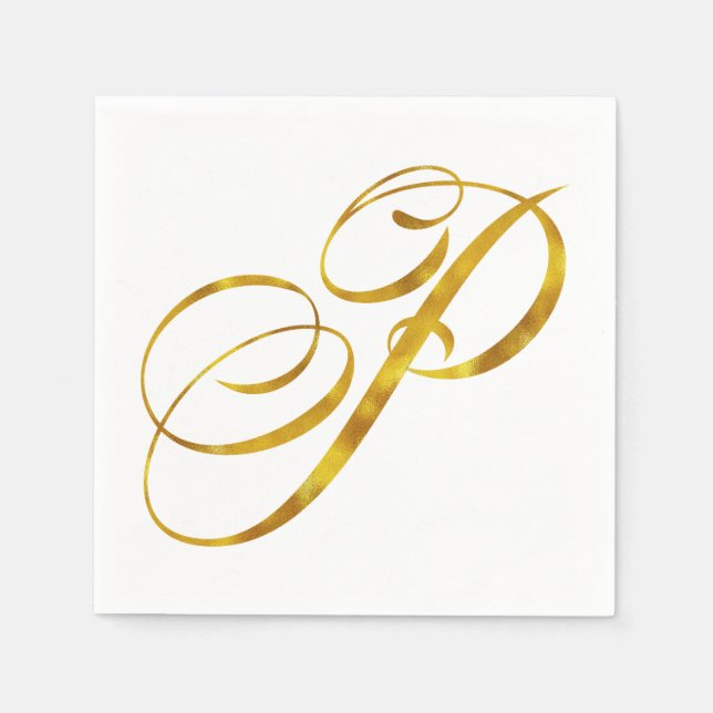 Serviette Jetable Monogramme personnalisé P Faux Gold Foil Monogramm (Devant)