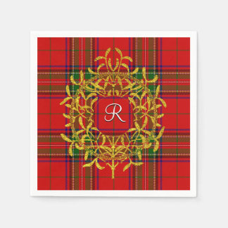 Serviette Jetable Monogramme plaqué Gold Mistletoe Stewart