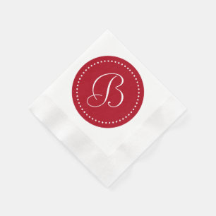 Serviette Jetable Monogramme point blanc/rouge foncé