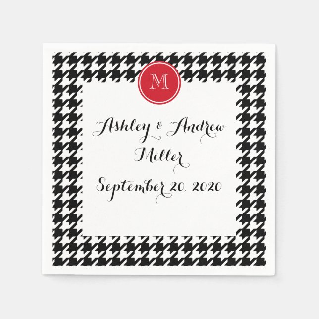 Serviette Jetable Monogramme rouge noir et blanc (Devant)