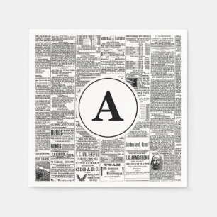 Serviette Jetable Monogramme Vintage du journal antique