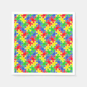 Serviette Jetable Morceaux lumineux de casse-tête de couleurs