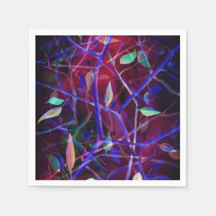 Serviette Jetable Motif Art déco - feuilles abstraits bordeaux