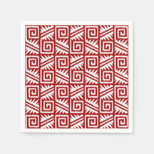 Serviette Jetable Motif aztèque d'Ikat - rouge foncé et blanc