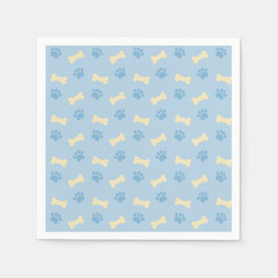 Serviette Jetable Motif bleu d'os d'empreinte de patte