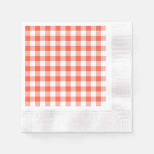 Serviette Jetable Motif chèque En vichy orange et blanc