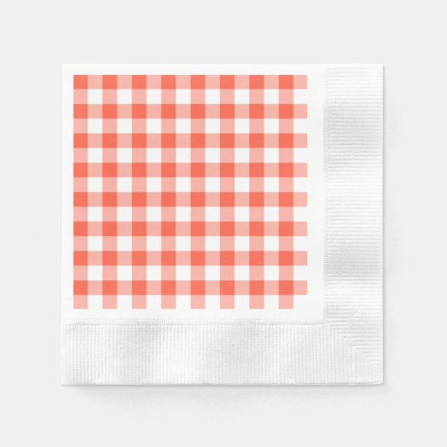 Serviette Jetable Motif chèque En vichy orange et blanc (Devant)