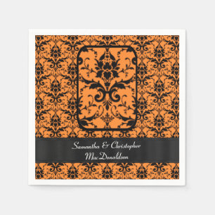 Serviette Jetable Motif damassé noir et orange