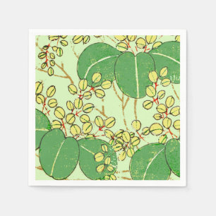 Serviette Jetable Motif d'art botanique floral de la feuille japonai