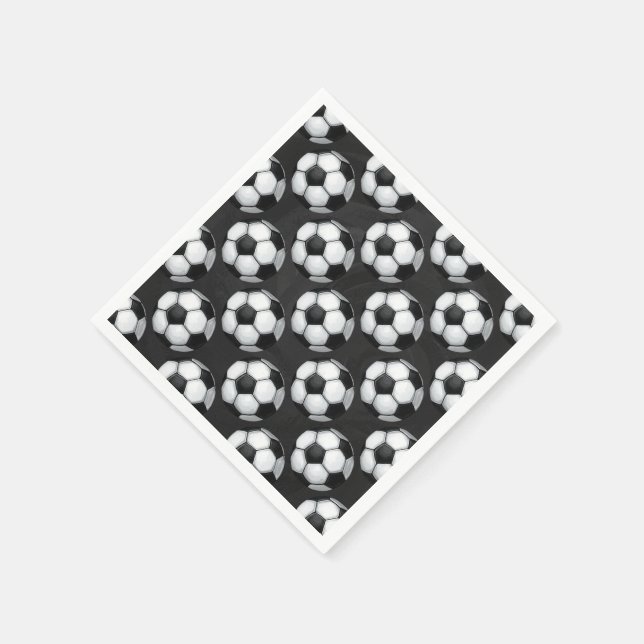 Serviette Jetable Motif de balle de football noir et blanc (Coin)
