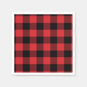 Serviette Jetable Motif de chèque de Buffalo rouge et noir