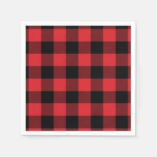 Serviette Jetable Motif de chèque de Buffalo rouge et noir