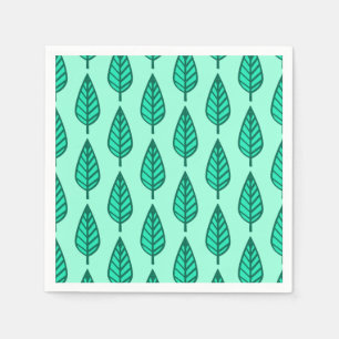 Serviette Jetable Motif de feuille de hêtre - Turquoise et aqua