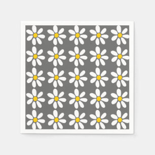 Serviette Jetable Motif de marguerite blanc gris jaune