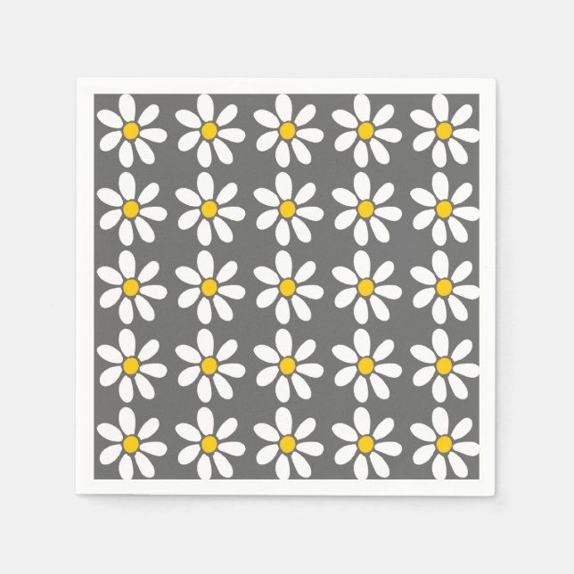 Serviette Jetable Motif de marguerite blanc gris jaune (Devant)