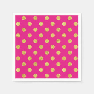 Serviette Jetable Motif de point élégant de polka de feuille d'or 