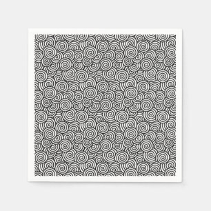Serviette Jetable Motif de remous de Japonais - blanc et noir
