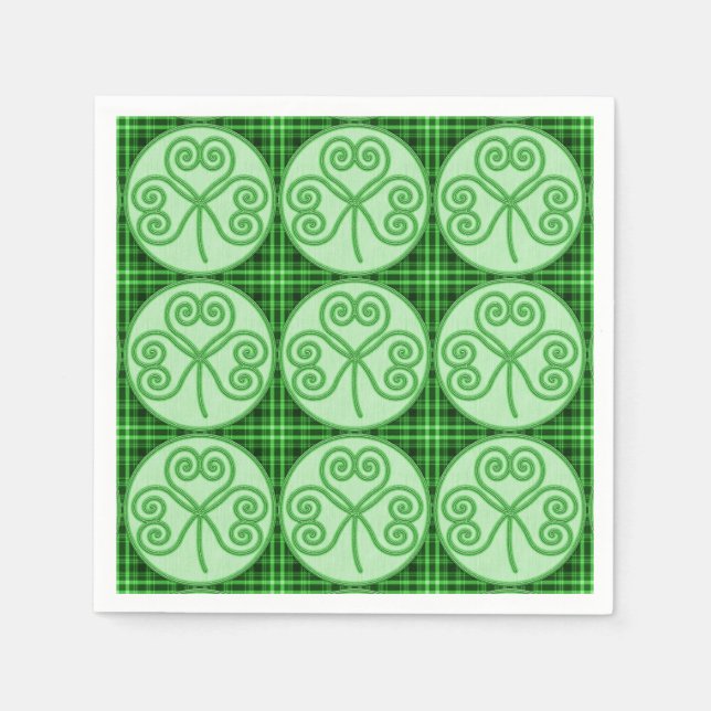 Serviette Jetable Motif de Shamrock vert et noir (Devant)