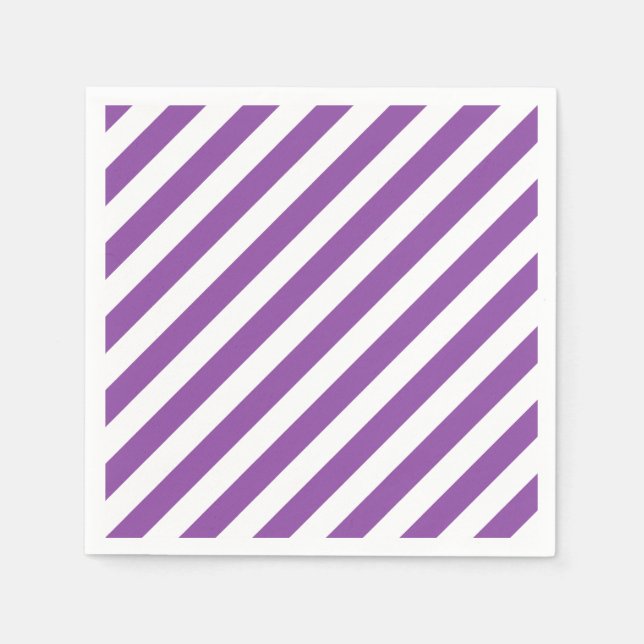 Serviette Jetable Motif Diagonal Violet Et Blanc (Devant)